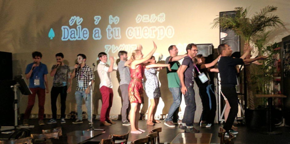 Students dancing at the Karaoke Stage